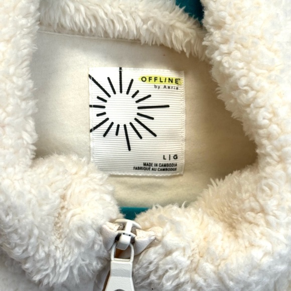 OFFLINE by Aerie Sherpa Quarter Zip Pullover Cream Large - Picture 2 of 9